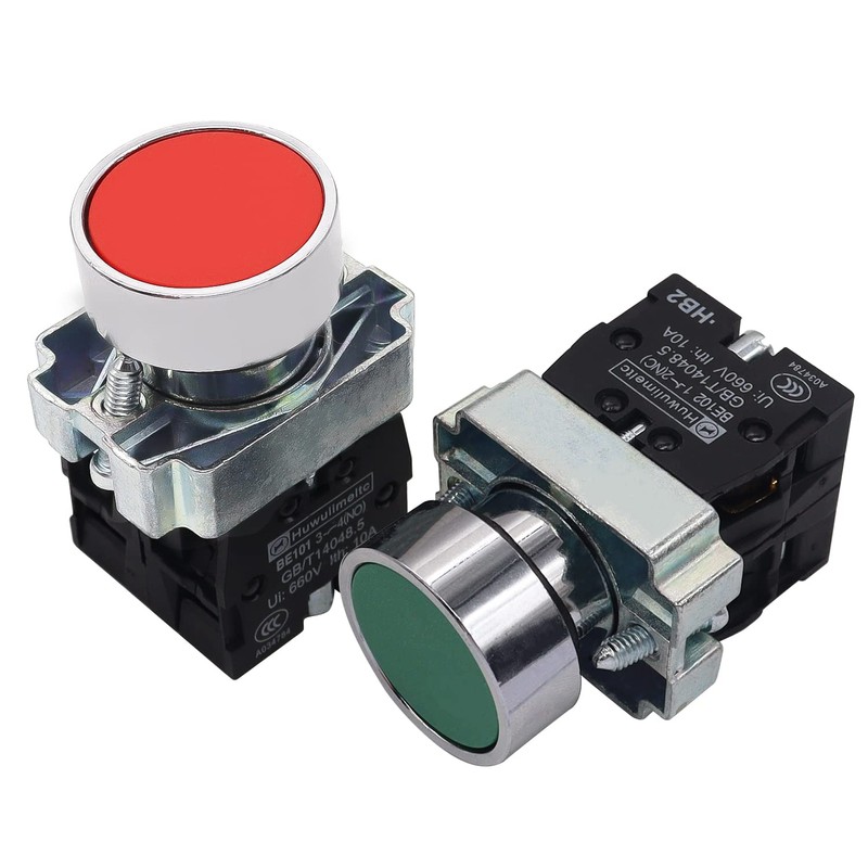 mxuteuk 2pcs 22mm Momentary Push Button Switch SPST 1NO 1NC