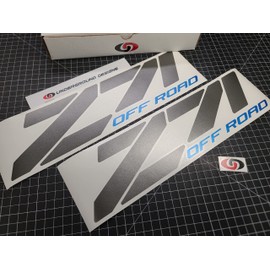 Z71 Off Road Decals (2pk) Fender 15" Bedside 4x4 Stickers Fits Chevy Silverado (Charcoal Metallic & Bright Blue)