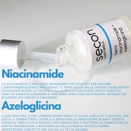 Niacinamide and Azeloglycin Face Serum, Anti-Blemish, Balancing Sebum, Minimizes Dilated Pores, Acne Pimples and Blackheads, Ideal for Oily and Mixed Skin and Sensitive Skin. Made in Italy