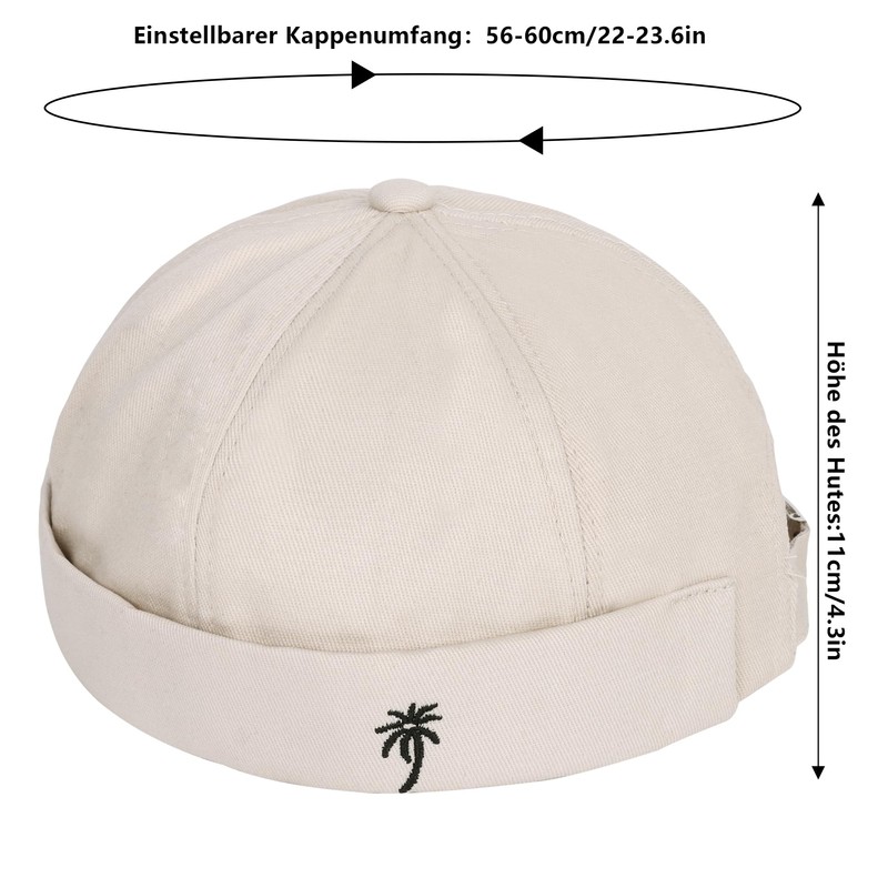 Original Docker Hat, Brimless Original Docker Hat, 100% Cotton, Adjustable