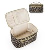 Travel Makeup Bag, Large PU Leather Cosmetic Case with Brush