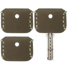 PATIKIL Leather Key Covers Caps, 3 Pack Head Key Sleeves Mini Key Tags Organizer for House Office House Apartment Keys, Olive Green