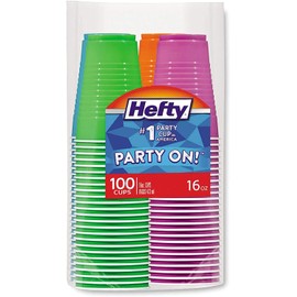 Hefty Party Cup Variety Pack, Disposable Plastic Party Cups, Easy Grip & Durable, Assorted Color Cup Variety Pack, 16-Ounce Cups, 100 CT (Pack of 8)