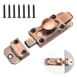 DAWRIS Barrel Slide Door Bolts, 3 Inch Brass Door Bolt, Heavy Duty Door Latches Locks, Internal Antique Zinc Alloy Security Latch Lock with Screws for Securing Internal External Doors, Bronze Tone