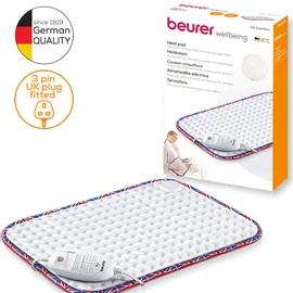 Beurer HK-UK Heat Pad | Electric heat pad for relaxation | 3 electronically regulated temperature settings | Machine-washable | Automatic switch-off | Union Jack trim