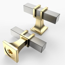 Asidrama 10 Pack Brushed Satin Nickel and Gold Cabinet Knobs,Kitchen Cabinets Pulls for Dresser Drawer Knobs Cupboard Hardware
