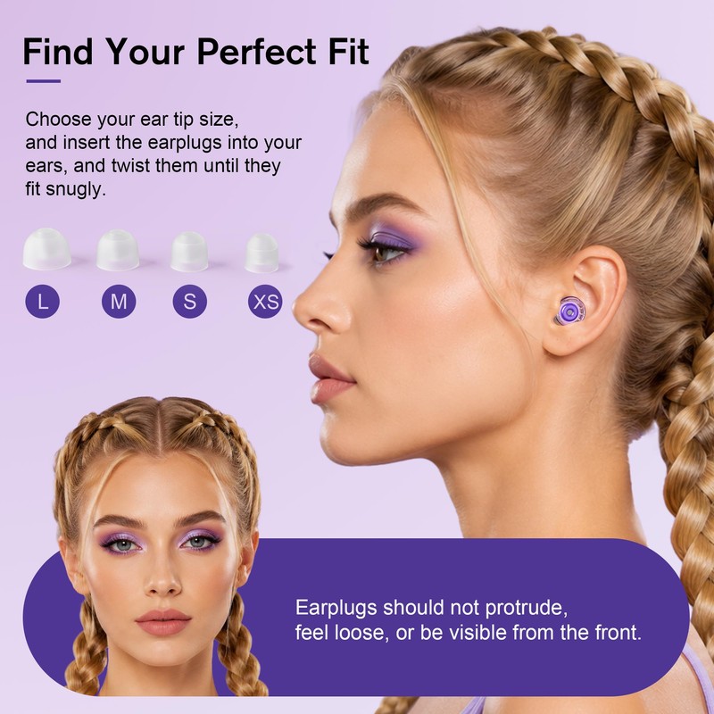 Concert Ear Plugs for Hearing Protection, Reusable, Stylish Look