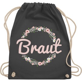 Shirtracer - Gym Bag Backpack - JGA Stag Night Women - Bride Motif Flower Wreath, 02 Dark Grey