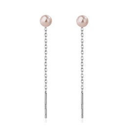 925 Sterling Silver Dangle Earrings with Charms Heart, Water drop, Moon, Star Long Drop Earring for Women Jewelry Gifts Hypoallergenic (pearl pink)