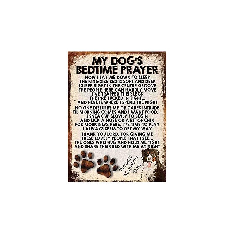 MY DOG'S BEDTIME PRAYER RETRO STYLE METAL TIN SIGN/PLAQUE (BERNESE
