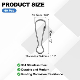 PATIKIL Lanyard Hooks, 60 Pcs 50mm Stainless Steel 304 Spring Snap Hook Metal Clips Clasp for Key Chain Key Rings ID Card Shower Curtain, Golden Bronze