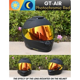 Logto Photochromic Visor Compatible with GT-Air, GT-Air 2 Replacement Transition Motorcycle Helmet Face Shield (GT-Air Clear Red/Gold Red)