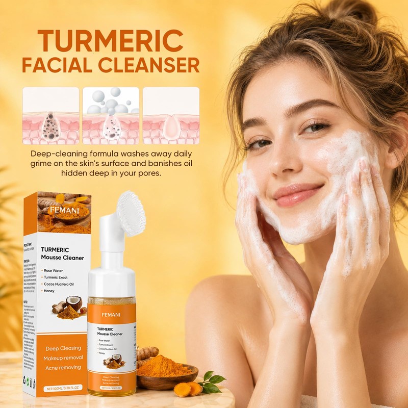 4Pcs Turmeric Skin Care Set- Soap Bar, Facial Cleanser, Toner