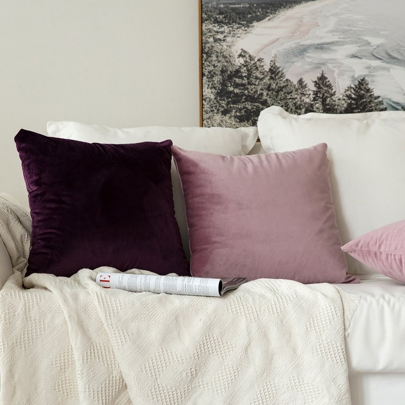 MIULEE Pack of 2 Velvet Soft Solid Decorative Square Throw