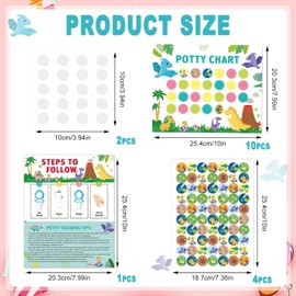 Potty Training Chart for Toddlers Boys & Girls Cartoon Potty Chart with Stickers Toddler Potty Training Sticker Chart for Toilet Training Kids Rewards Chart for Reward Chart on Wall or Bathroom Home (Dinosaur)