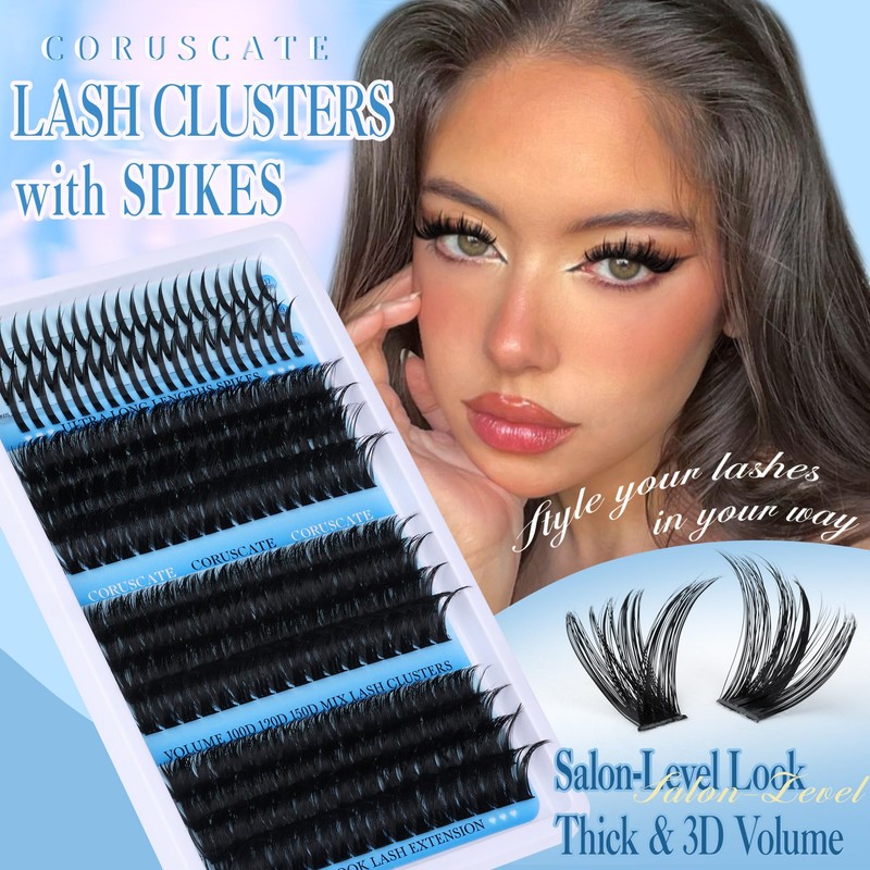 CORUSCATE Lash Clusters with Spikes 100D120D150D Eyelash Clusters Volume Cluster