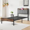 Modern Industrial Twin Size Platform Bed Frame with Storage Headboard,
