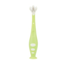Nuby Cepillo Dental para Bebés con 3 Cabezas, Cerdas Suaves, Color Verde