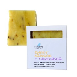 Bluebyrd Soap Co. Lavender Orange Bar Soap | Organic Shea Butter All Natural Scented Essential Oil Nourishing Soap Bar | Vegan, Cold Process, Handmade, Non-GMO (Lav. Orange)
