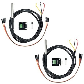 2 Pack DS18B20 Temperature Sensor Module Kit with Waterproof Stainless Steel Probe, TO-92 for Arduino and Raspberry Pi