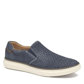 Johnston & Murphy McGuffey 2 Woven Slip-On Shoes, Navy Woven Tumbled Nubuck, 11