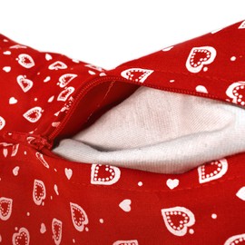 Lavender Blossom Scented Pillow Herb Cushion 30 x 20 cm Hearts Red + Organic Lining 100% Pure Lavender + Organic Spelt Husks
