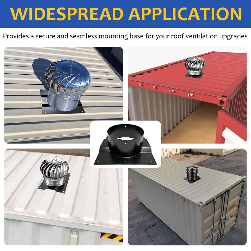 8 Inch Shipping Container Roof Vent Adapter, Corrugated Roof Vent