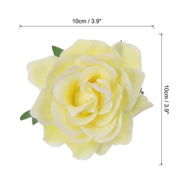 sourcing map 5 Pcs Rose Flower Hair Clips 4 Inch Flower Hair Pins Flower Brooch for Women Hair Accessories Light Yellow