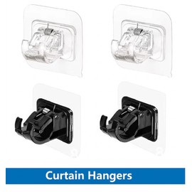 Curtain Rod Brackets for Window Curtains – Self-Adhesive Nail-Free Adjustable Holders for Easy Home Installation