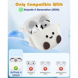 Boaretiu for Airpods 4th 2024 Case Cute Cartoon Kawaii - with Keychain Funny Design Cover Shell for Girls Teens Women Cases for Air Pods 4th, Paper