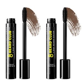 Beard Club One-Day Beard & Eyebrow Color - Available in Four Colors and Four Sizes - Temporary Color for Beard and Eyebrows, Covers Greys, Fills in Patches, and Enhances Volume - 30 Applications Per Tube:_2-Pack: Light Brown