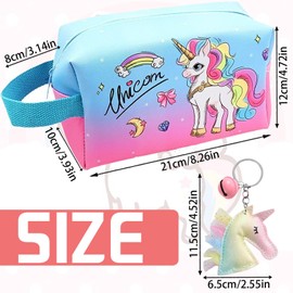 YOUYIKE Cosmetic Bag, Travel Cosmetic Bag, Set with Keychain and Cartoon Makeup Bag, Cosmetic Bag for Girls, Cartoon Cosmetic Bag, Gifts for Girls and Women, d