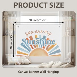 You Are My Sunshine Wall Decor, Rustic Linen Wall Hanging for Nursery Kids Room, Inspirational Quote Sign, Farmhouse Baby Room Wall Decor, 28x20in Banner - B05