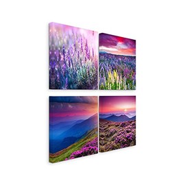 4 Picture Set Each 40 x 40 cm lavender – Summer Meadow