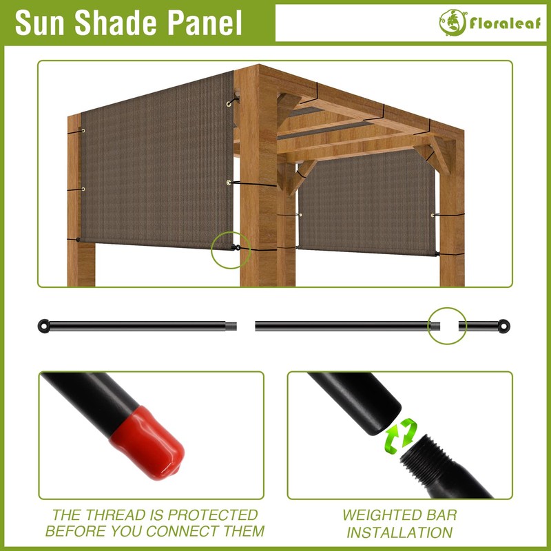 FLORALEAF Pergola Shade Cover 8'×12' Universal Replacement Canopy for Outdoor