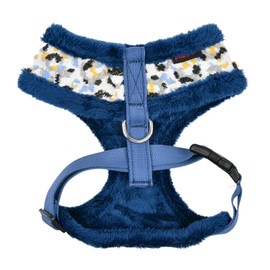 Puppia Huxley Dog Harness Over-The-Head Warm Winter Leopard Pattern Adjustable Chest for Small and Medium Dog, Blue, X-Large