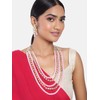 Aheli Kundan Pearl Long Multi Layered Collar Pendientes Set Joyería