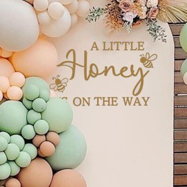 A Little Honey is on the Way Baby Shower Party Decal Sign, Honey Bee Themed Gender Reveal Girl or Boy Baby Shower Decal, Welcome Baby Party Balloon Arch Decal, 1.8" x 25.5"