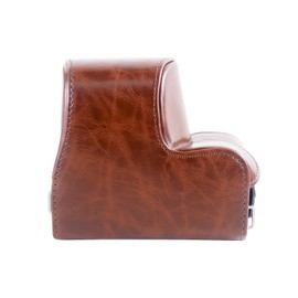 Rieibi ZVE10 Case - Quality PU Leather Case for Sony ZV-E10 Mirrorless Digital Camera - Grip Protective Case with Strap for Sony ZVE10, Coffee, Beauty Case