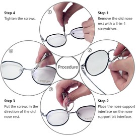 Embedded Transparent White Spiral Nose Pad for Optical Glasses, Sunglasses and Reading Glasses - 15mm (5 Pairs), with 3 in 1 Screwdriver Cleaning Cloth
