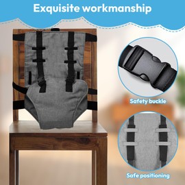 Reise Hochstuhl Baby, Klappbarer Baby Sitzhilfe mit Sicherheitsgurt, Tragbare Verstellbar Reisehochstuhl für Esstisch & Reisen