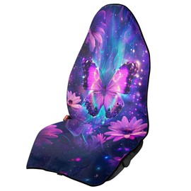 Qpednta Purple Butterfly Car Seat Cover Protector Front Seats Only Universal Fit High Back Seat Covers for Cars Easy to Install Waterproof Soft Auto Seat Covers Anti-Slip