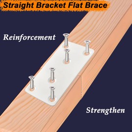 6 Pack White Stainless Steel Mending Plates (4" x 2") - Heavy Duty Flat Brackets for Wood Furniture, Fence Repair & Joining - Includes Screws for Fastening & Fixing