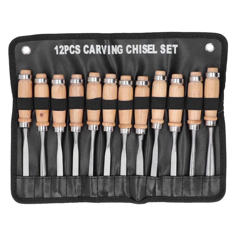 12Pcs Wood Turning Chisels Wood Grooves Parting Tools Set Woodworking