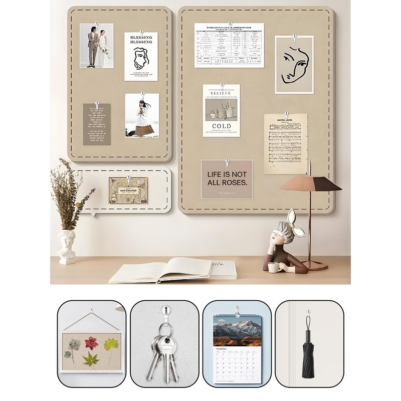 Pin Hooks 50-Piece Set, Load Capacity 1KG, Nail-Free Hooks, Invisible