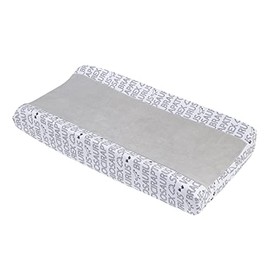 NoJo Baby-Saurus Gray and White Super Soft Word Print Changing Pad Cover