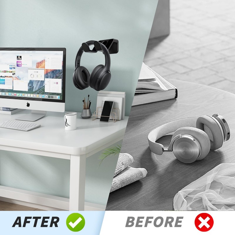 fuxunamz Headset Mount Holder, Headphone Holder Wall Mount, Universal Headphone
