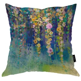 Beabes Ivy Flowers Decorative Throw Pillow Cover, Spring Blossom Ivy Floral Nature Watercolor Double-Sided Pillow Case Couch Pillow Cushion Covers 18X18 Inch Pillowcase for Men Woman