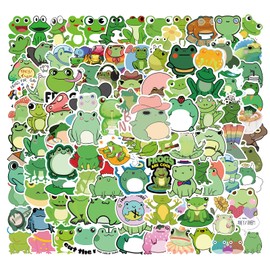100pcs Frog Stickers Cute Aesthetic Vinyl Waterproof Sticker for Laptop Guitar Skateboard Luggage HydroFlasks, Gift for Kids Frog Lovers Teen Birthday Party