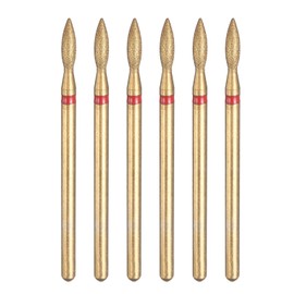 HARFINGTON 6pcs 200-230 Grits Diamond Grinding Bit 2.3mm Oval Head 2.35mm Shank 8mm Length Titanium Plated Stone Sanding Drill Bits Rotary Tool for Nails Grinding Polishing